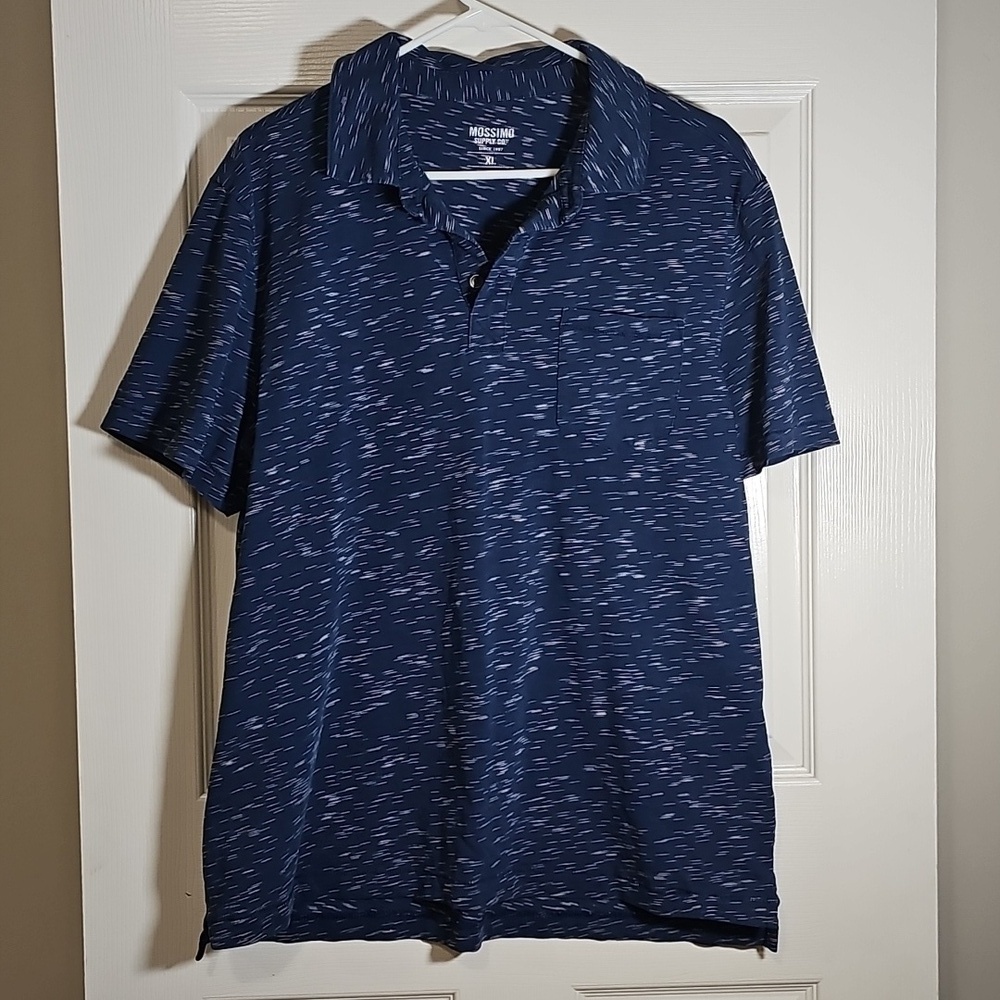 Mossimo Blue and Pink One Pocket Polo Shirt Short Sleeve Size XL